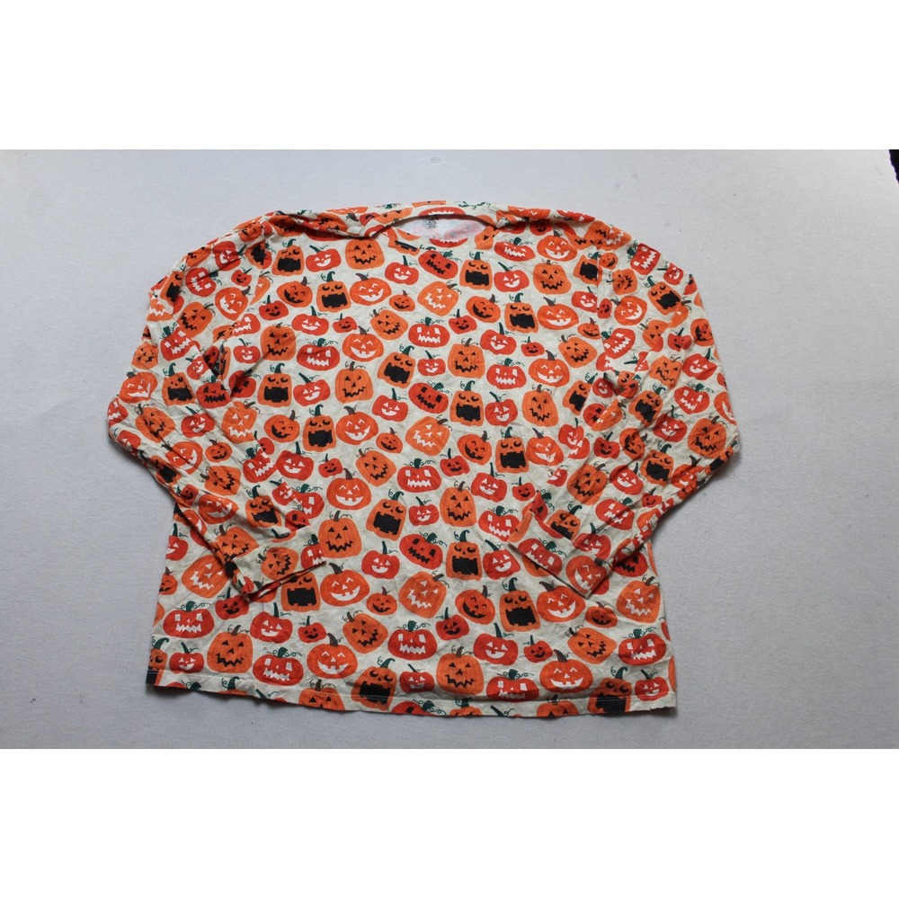 PJ Place Pajama Top Womens Extra Large Orange Excellent Jack-O-Lantern Print